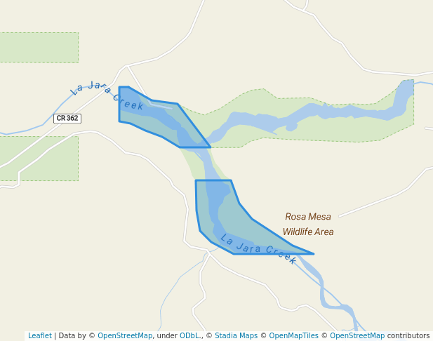 walking in La Jara Wash Riparian Area map in Blanco