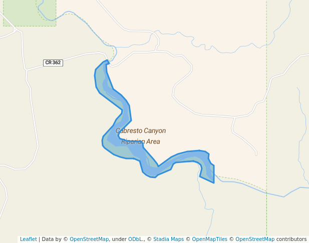 walking in Cabresto Canyon Riparian Area map in Navajo Dam
