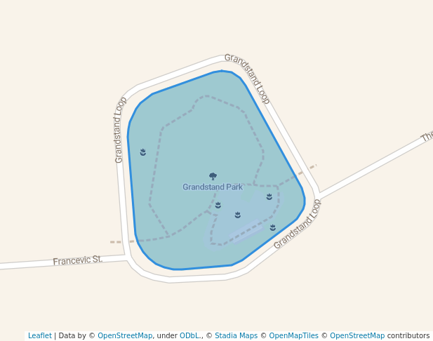 walking in Grandstand Park map in Camden