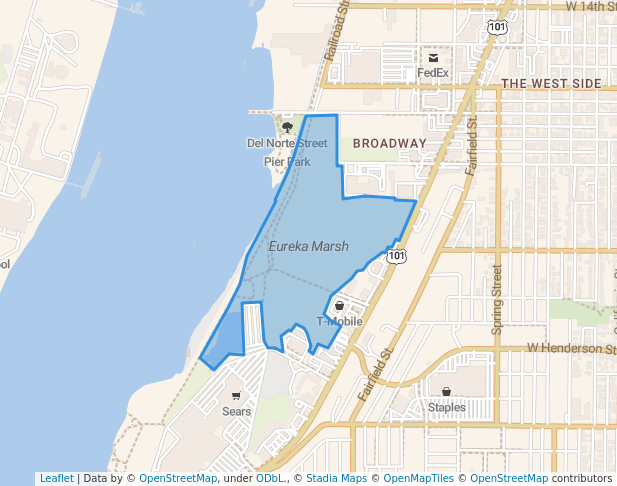 walking in Eureka Marsh map in Eureka