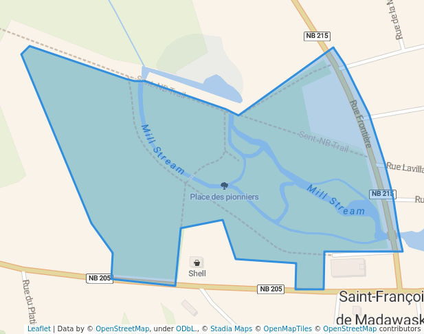 walking in Place des pionniers map in Baker Brook