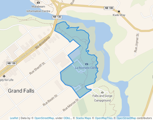 walking in Centennial Park map in Grand Falls