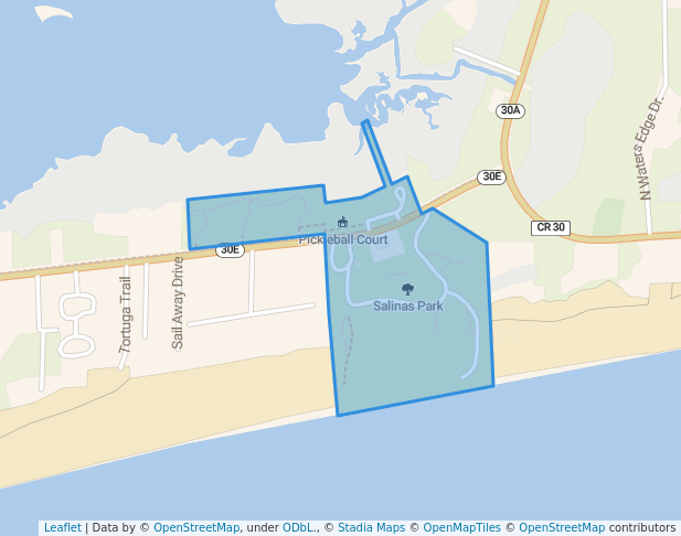 walking in Salinas Park map in Cape San Blas