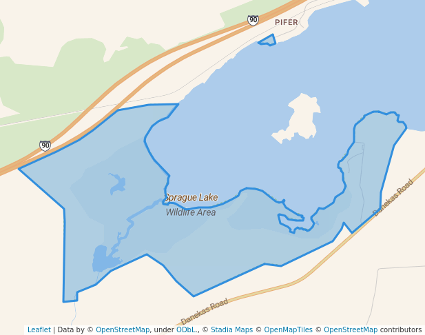 walking in Sprague Lake Wildlife Area map in Sprague