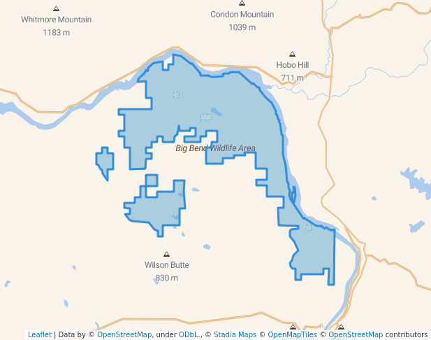 walking in Big Bend Wildlife Area map in Grand Coulee