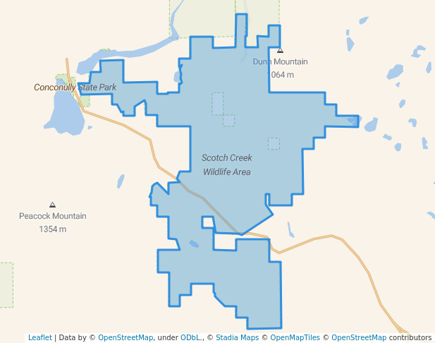 walking in Scotch Creek Wildlife Area map in Okanogan