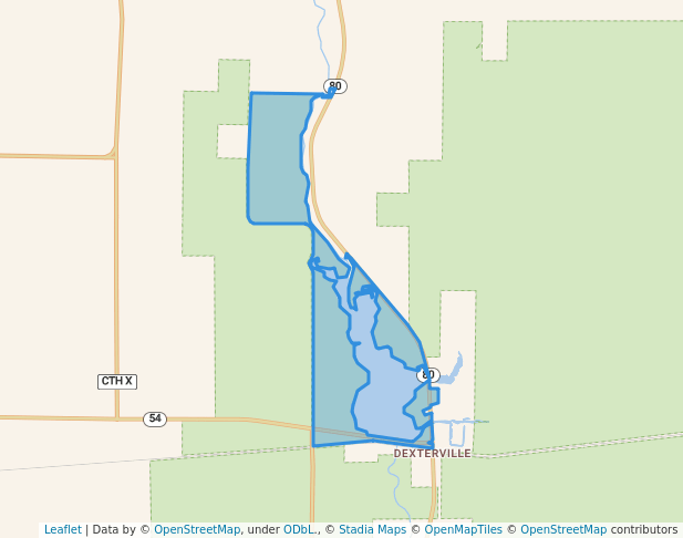 walking in Dexter County Park map in Pittsville