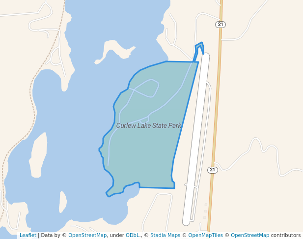 walking in Curlew Lake State Park map in Republic