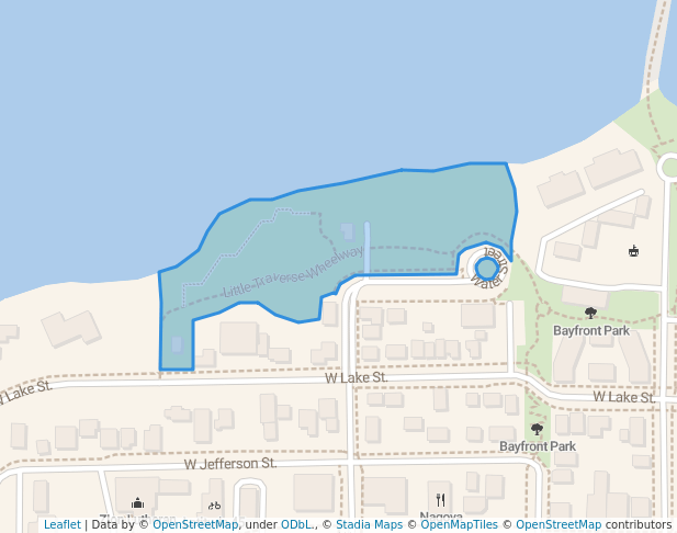 walking in Bayfront Park West map in Petoskey