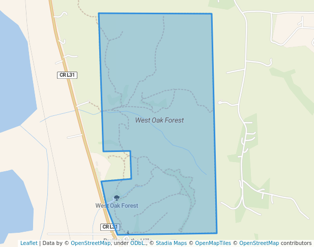 walking in West Oak Forest map in Pacific Junction