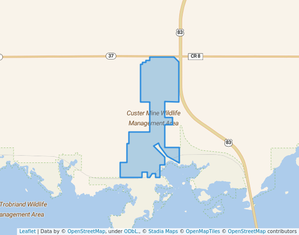 walking in Custer Mine Wildlife Management Area map in Garrison
