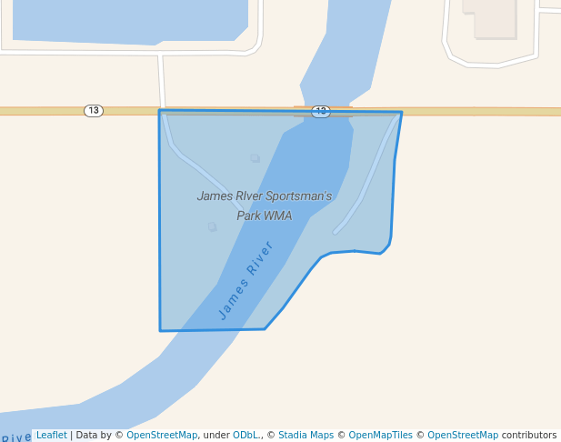 walking in James RIver Sportsman's Park WMA map in Grand Rapids