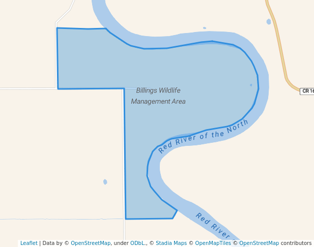 walking in Billings Wildlife Management Area map in Drayton