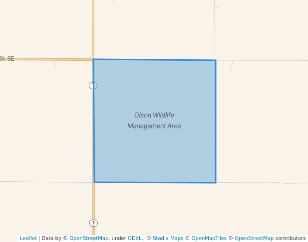 walking in Olson Wildlife Management Area map in Kathryn