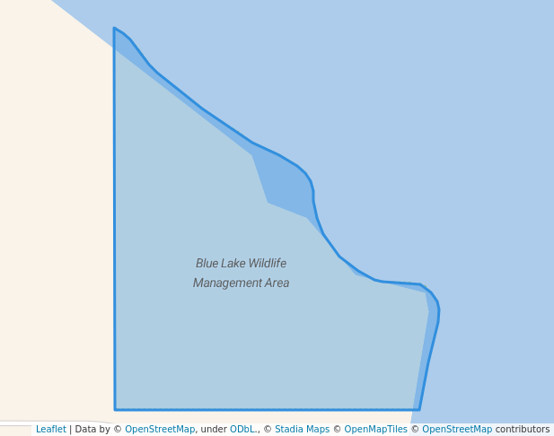 walking in Blue Lake Wildlife Management Area map in Mercer