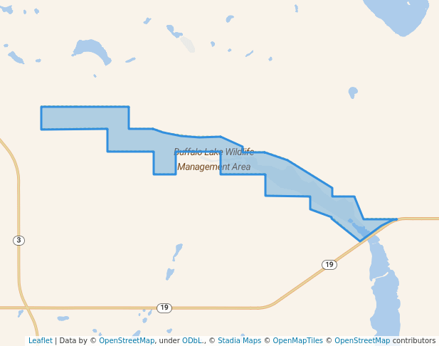 walking in Buffalo Lake Wildlife Management Area map in Rugby
