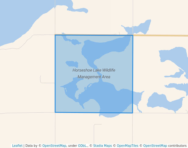 walking in Horseshoe Lake Wildlife Management Area map in Rugby
