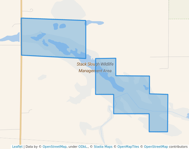 walking in Stack Slough Wildlife Management Area map in Hankinson