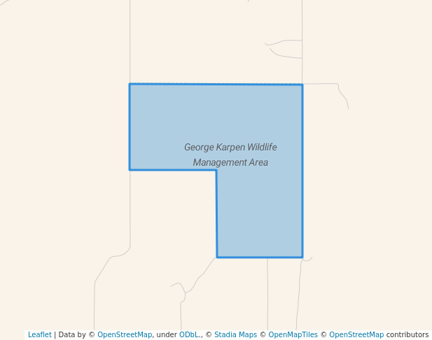 walking in George Karpen Wildlife Management Area map in Melville