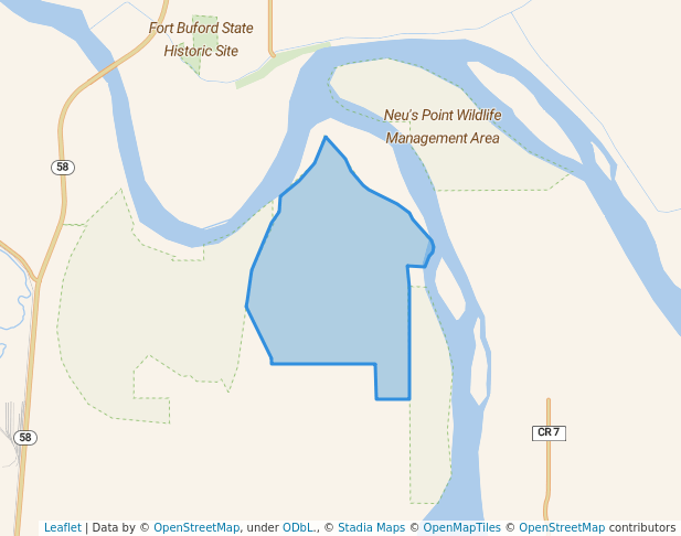 walking in Och's Point Wildlife Management Area map in Fairview