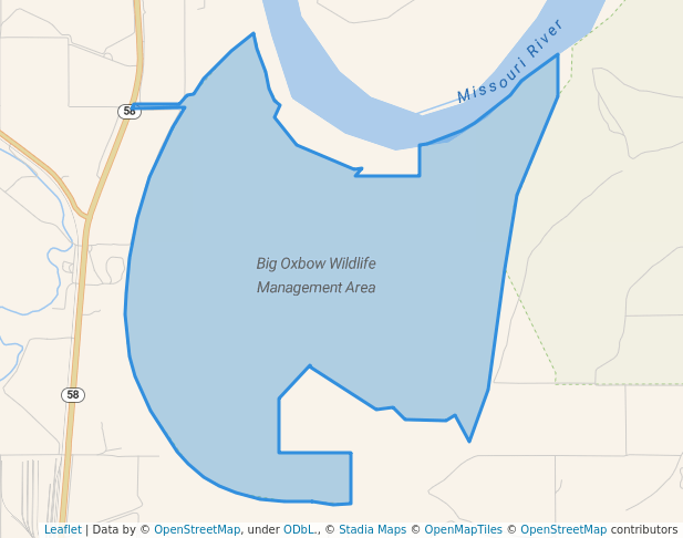 walking in Big Oxbow Wildlife Management Area map in Fairview