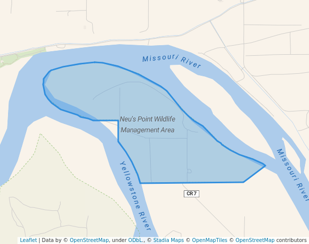 walking in Neu's Point Wildlife Management Area map in Williston