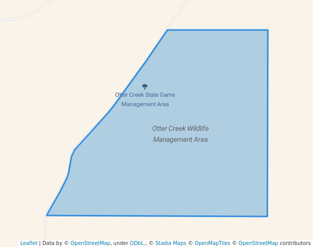 walking in Otter Creek Wildlife Management Area map in Flasher