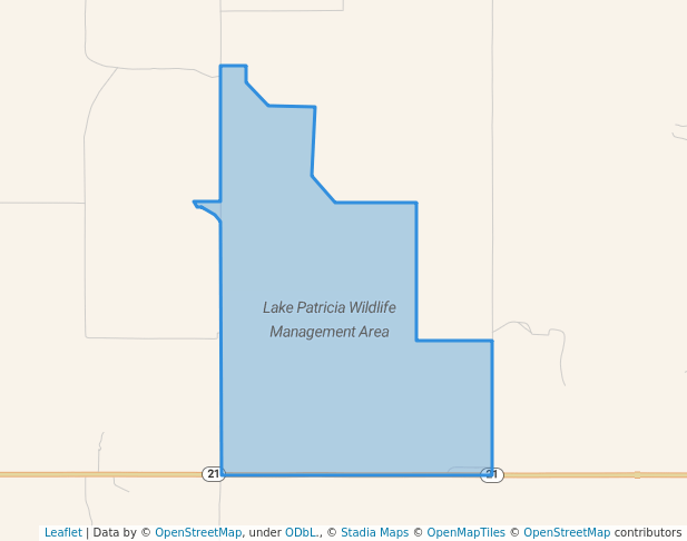 walking in Lake Patricia Wildlife Management Area map in Flasher