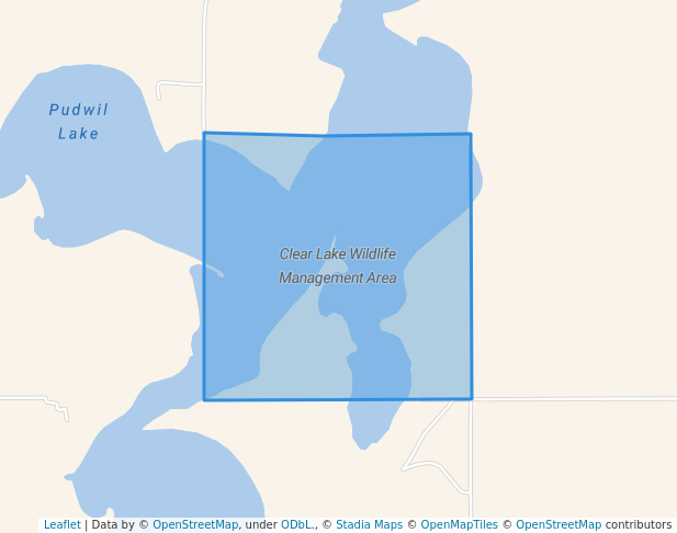 walking in Clear Lake Wildlife Management Area map in Ashley