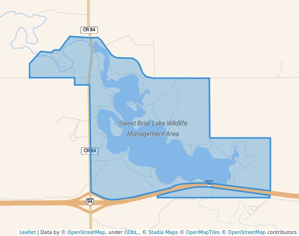 walking in Sweet Briar Lake Wildlife Management Area map in Judson