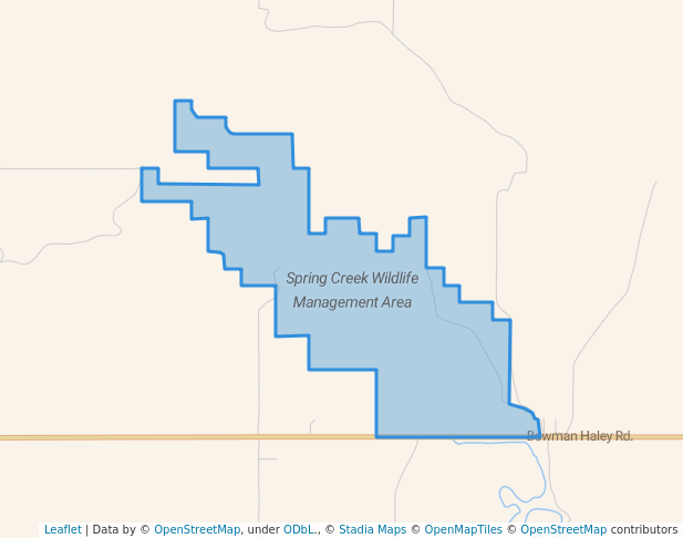 walking in Spring Creek Wildlife Management Area map in Gascoyne