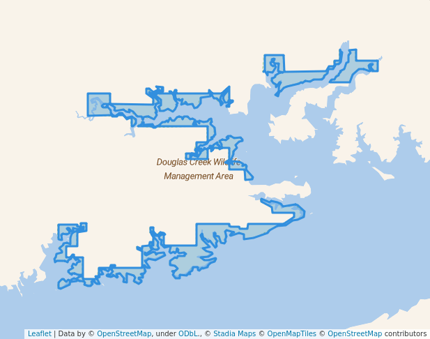 walking in Douglas Creek Wildlife Management Area map in Garrison
