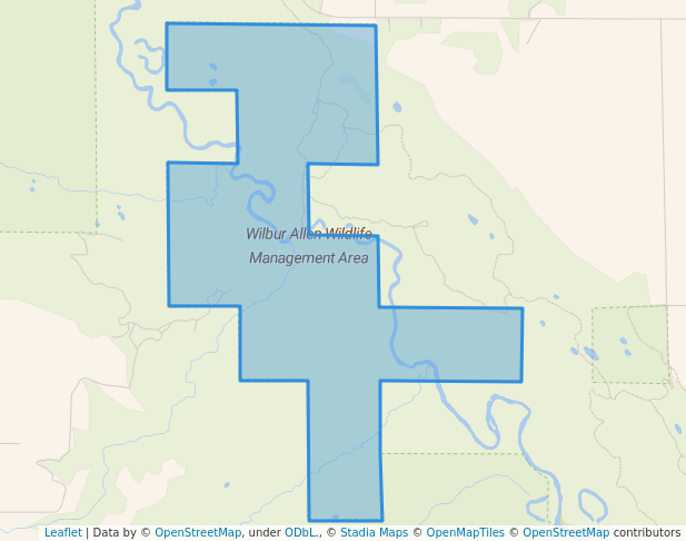 walking in Wilbur Allen Wildlife Management Area map in Langdon