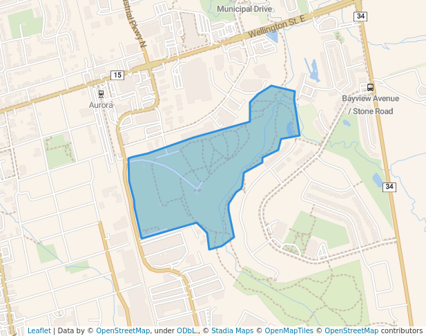 walking in Sheppard's Bush map in Aurora