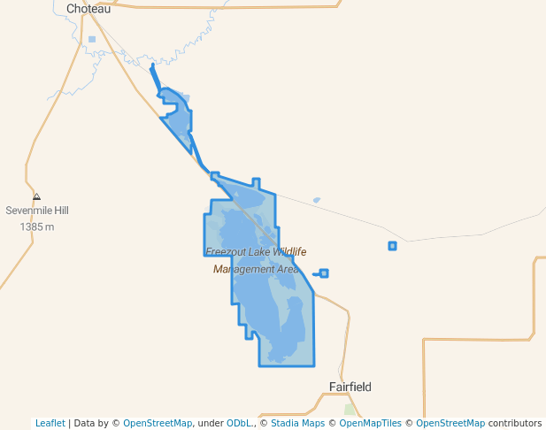 walking in Freezout Lake Wildlife Management Area map in Fairfield