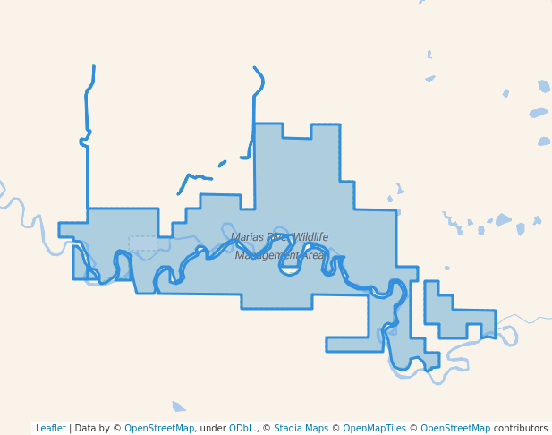 walking in Marias River Wildlife Management Area map in Valier