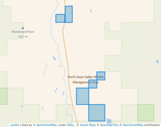 walking in North Swan Valley Wildlife Management Area map in Swan Lake