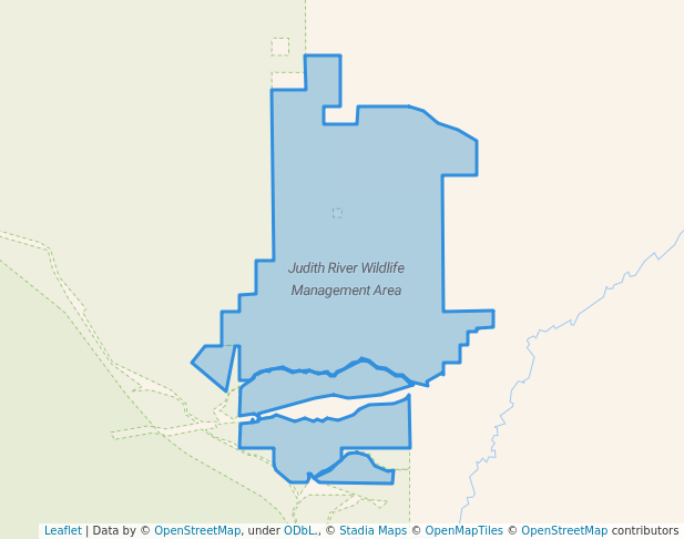 walking in Judith River Wildlife Management Area map in Stanford