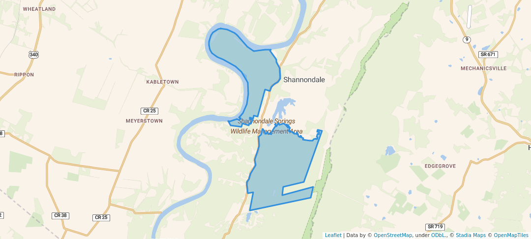 walking in Shannondale Springs Wildlife Management Area map in Bolivar