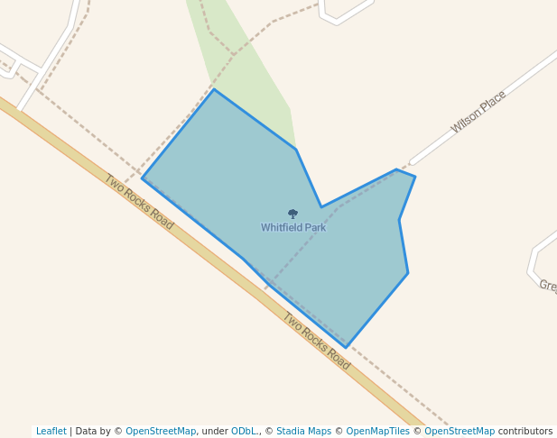 walking in Whitfield Park map in Two Rocks