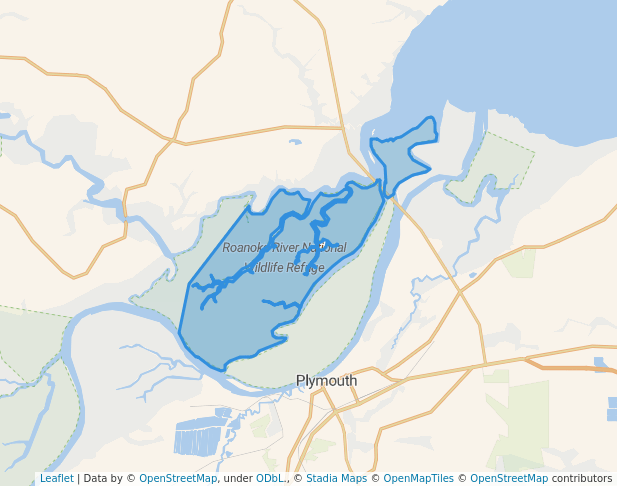walking in Roanoke River National Wildlife Refuge map in Windsor