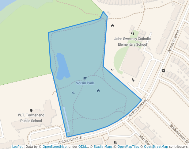 walking in Voisin Park map in Kitchener