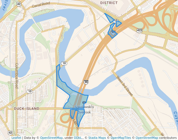 walking in Ohio & Erie Canal Reservation map in Cleveland