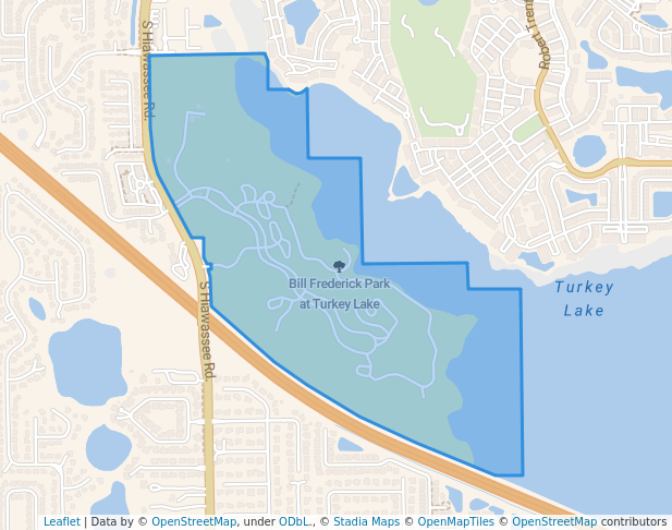 walking in Bill Frederick Park at Turkey Lake map in Orlando