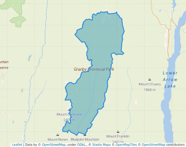 walking in Granby Provincial Park map in Edgewood
