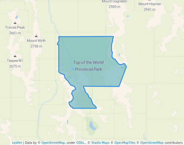 walking in Top of the World Provincial Park map in Wasa