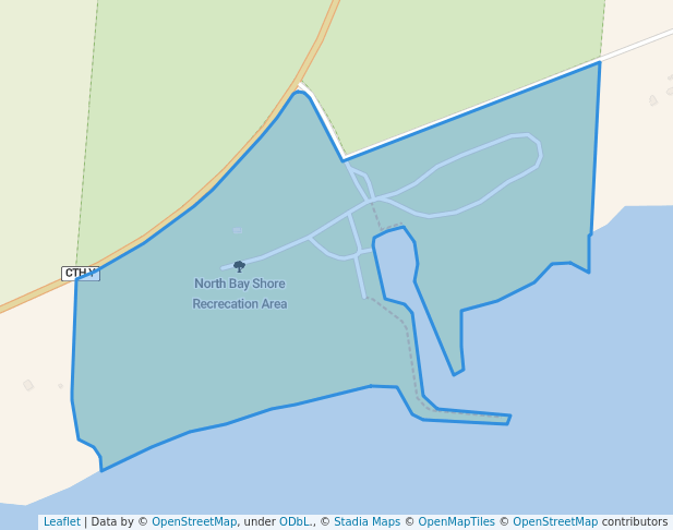 walking in North Bay Shore Recrecation Area map in Oconto