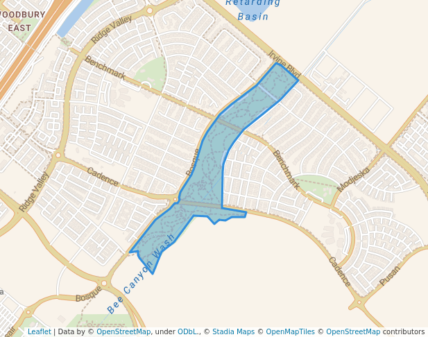 walking in Bosque Canyon map in Irvine