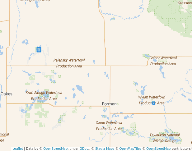 walking in Palensky Waterfowl Production Area map in Stirum