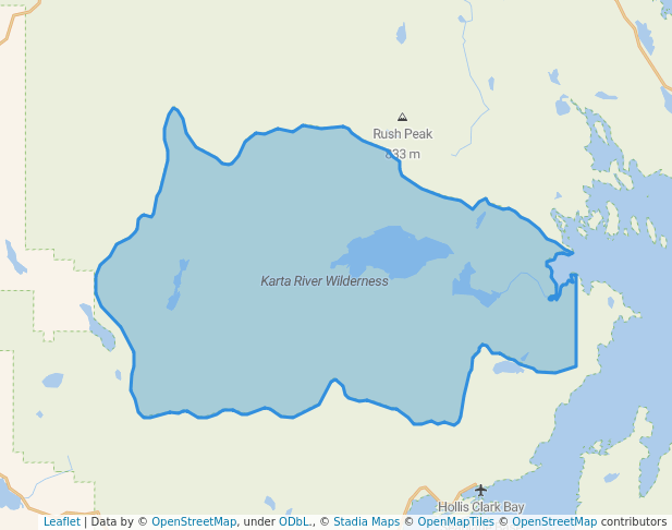 walking in Karta River Wilderness map in Craig